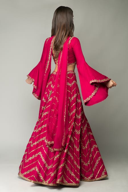 Prevasu Chevron Embroidered Lehenga Set 