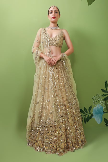 Prevasu Floral Embroidered Bridal Lehenga Set 