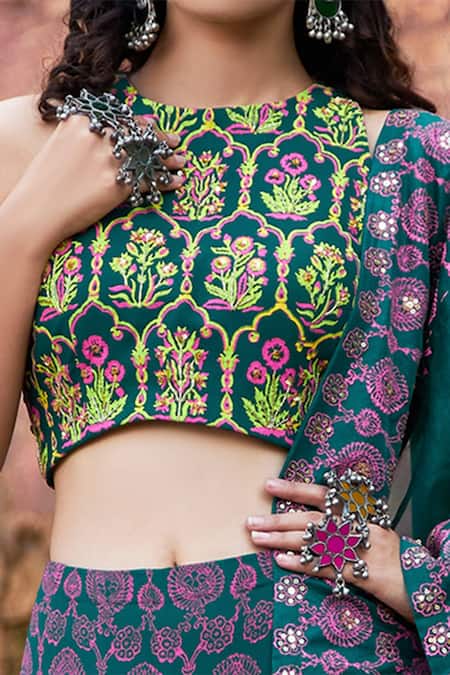 Pooja Rajgarhia Gupta Green Georgette And Organza High Printed Lehenga Set at Aza Fashions Pooja Rajgarhia Gupta_Green Georgette And Organza High Printed Lehenga Set _at_Aza_Fashions