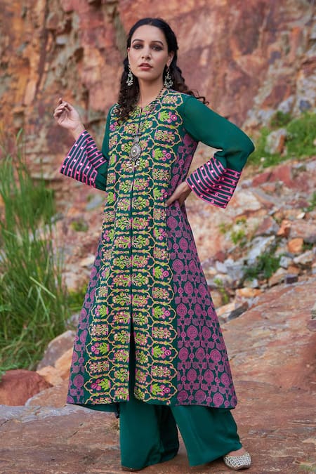Multicolour Straight Cotton Blend Kurti Pant Dupatta Set for Women | Khadi  Kurti Pant Set |