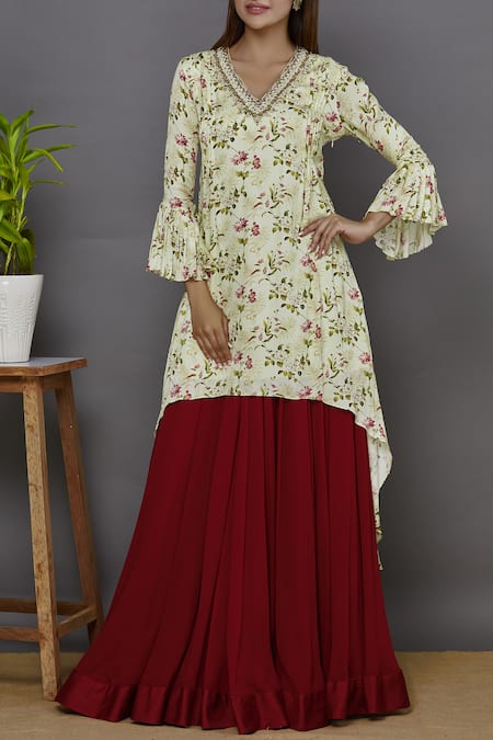 Aariyana Couture Printed Kurta Lehenga Set 