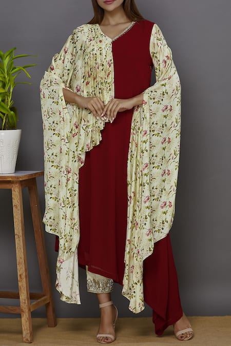 Aariyana Couture Printed Asymmetric Kurta Set 