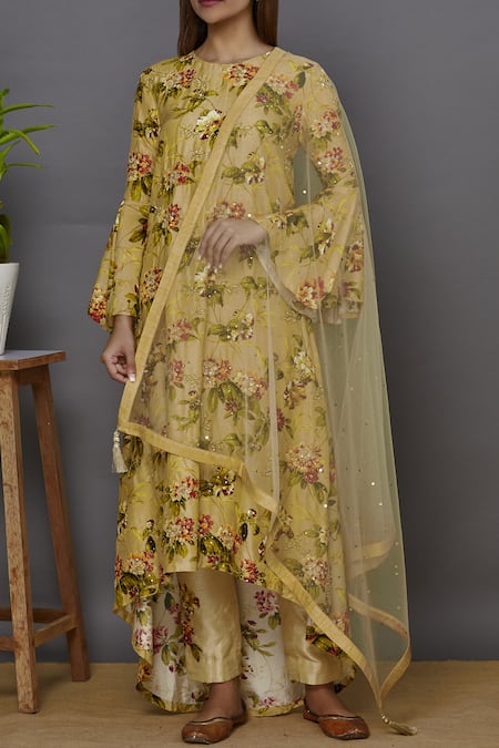 Aariyana Couture Printed Asymmetric Kurta Set 