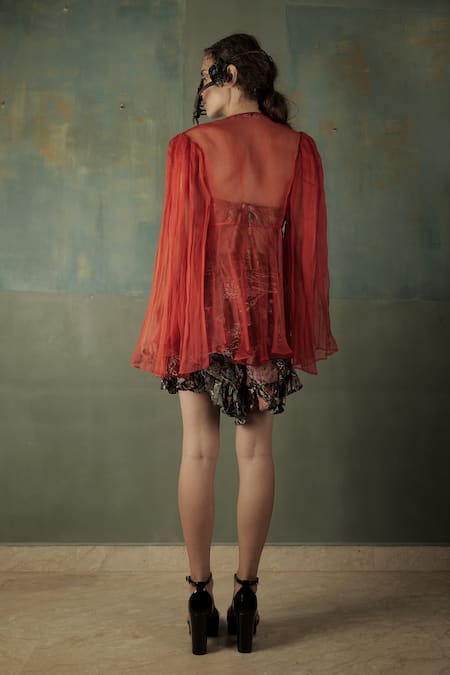 Nidhi Yasha Flared Sleeve Pleated Jacket 