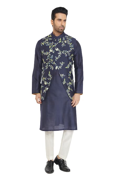 Para Printed Bundi Kurta Set 