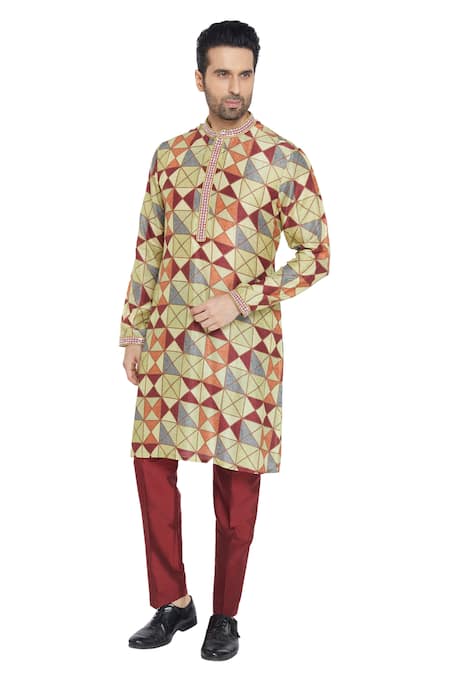 Para Geometric Print Kurta & Pant Set 