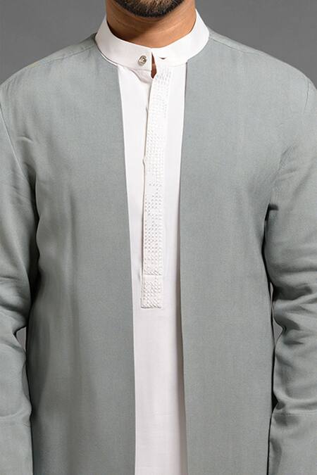 Mitesh Lodha Grey Front-open Jacket Online at Aza Fashions Mitesh Lodha_Grey Front-open Jacket_Online_at_Aza_Fashions
