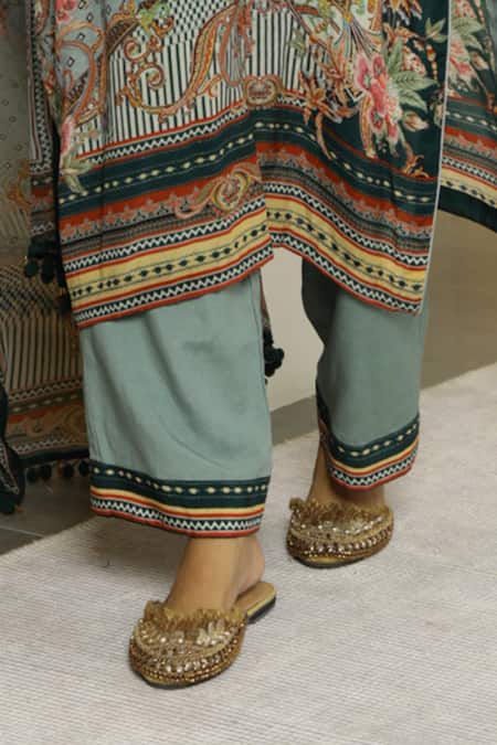 Shop_Kalista_Blue Crepe, Georgette Tie-up Faiza Kurta Set _Online_at_Aza_Fashions