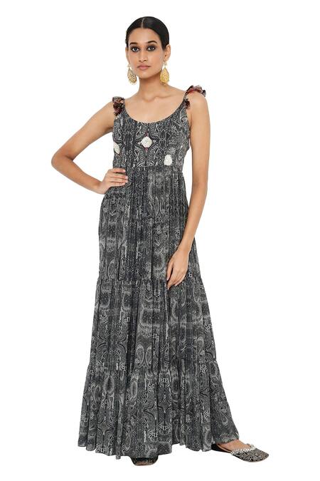 Payal Singhal Black Anarkali Georgette Churidar Soft Net Printed Scoop Neck Nadira And Set Online at Aza Fashions Payal Singhal_Black Anarkali Georgette Churidar Soft Net Printed Scoop Neck Nadira And Set _Online_at_Aza_Fashions