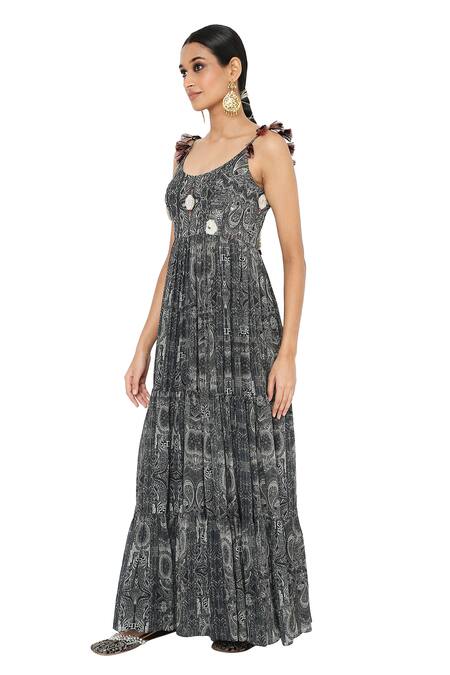 Buy Payal Singhal Black Anarkali Georgette Churidar Soft Net Printed Scoop Neck Nadira And Set Online at Aza Fashions Buy_Payal Singhal_Black Anarkali Georgette Churidar Soft Net Printed Scoop Neck Nadira And Set _Online_at_Aza_Fashions