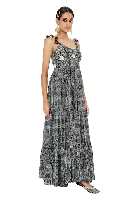 Shop Payal Singhal Black Anarkali Georgette Churidar Soft Net Printed Scoop Neck Nadira And Set Online at Aza Fashions Shop_Payal Singhal_Black Anarkali Georgette Churidar Soft Net Printed Scoop Neck Nadira And Set _Online_at_Aza_Fashions