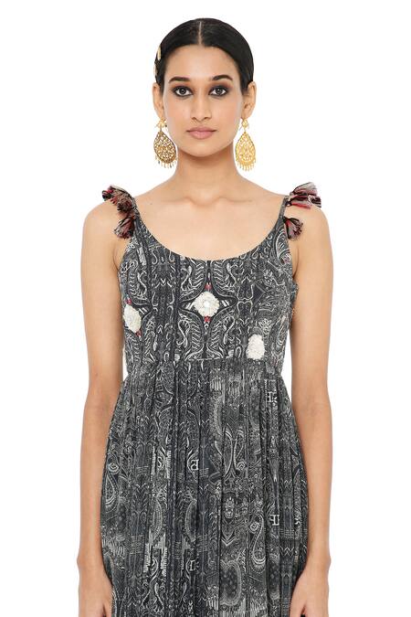 Payal Singhal Black Anarkali Georgette Churidar Soft Net Printed Scoop Neck Nadira And Set at Aza Fashions Payal Singhal_Black Anarkali Georgette Churidar Soft Net Printed Scoop Neck Nadira And Set _at_Aza_Fashions