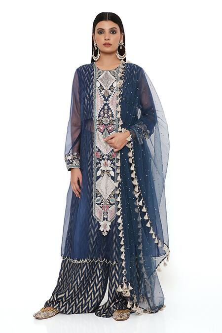 Buy Payal Singhal Blue Georgette Floral, Sequin Round Noora Embroidered Anarkali Palazzo Set Online at Aza Fashions Buy_Payal Singhal_Blue Georgette Floral, Sequin Round Noora Embroidered Anarkali Palazzo Set _Online_at_Aza_Fashions
