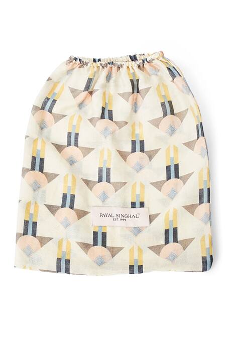 Buy Payal Singhal Accessories Beige Canvas Printed Fan Apron With Mittens Online at Aza Fashions Buy_Payal Singhal Accessories_Beige Canvas Printed Fan Apron With Mittens_Online_at_Aza_Fashions