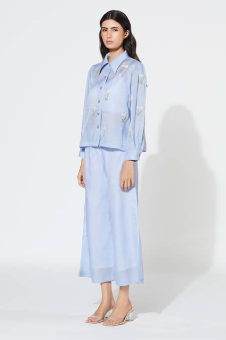 Meadow Silk Cotton Organza Shirt & Pant Set 