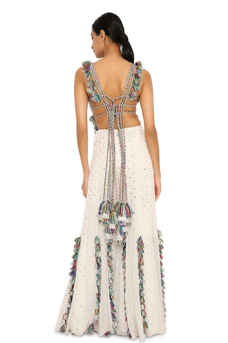 Payal Singhal White Georgette Geometric Round Mukaish Embroidered Sharara Set Online at Aza Fashions Payal Singhal_White Georgette Geometric Round Mukaish Embroidered Sharara Set _Online_at_Aza_Fashions