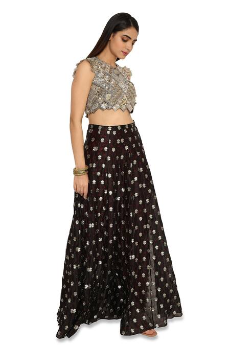 Buy Payal Singhal Black Georgette Geometric Round Embroidered Blouse And Overlay Pant Set Online at Aza Fashions Buy_Payal Singhal_Black Georgette Geometric Round Embroidered Blouse And Overlay Pant Set _Online_at_Aza_Fashions