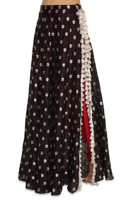 Payal Singhal Black Georgette Geometric Round Embroidered Blouse And Overlay Pant Set at Aza Fashions Payal Singhal_Black Georgette Geometric Round Embroidered Blouse And Overlay Pant Set _at_Aza_Fashions