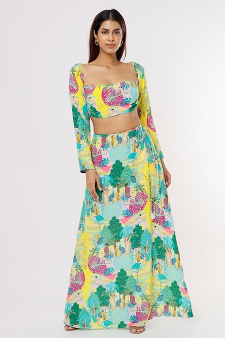 PS Pret by Payal Singhal Kuno Print Crop Top & Skirt Set 