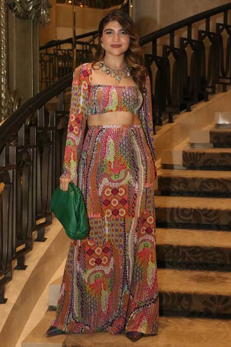 Buy PS Pret By Payal Singhal Multi Color Crepe Printed African Motifs Square Neck Top And Skirt Set Online at Aza Fashions Buy_PS Pret By Payal Singhal_Multi Color Crepe Printed African Motifs Square Neck Top And Skirt Set _Online_at_Aza_Fashions
