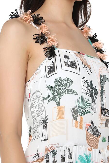 PS Pret By Payal Singhal White Art Georgette Morocco Motifs Square Neck Print Tiered Gown at Aza Fashions PS Pret By Payal Singhal_White Art Georgette Morocco Motifs Square Neck Print Tiered Gown _at_Aza_Fashions