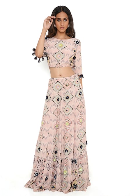 Payal Singhal Diamond Print Top & Skirt Set 