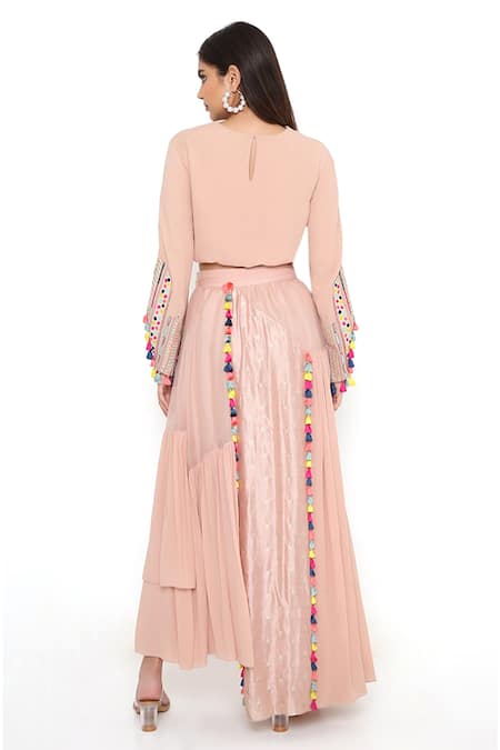 Payal Singhal Embroidered Top & Asymmetric Skirt Set 