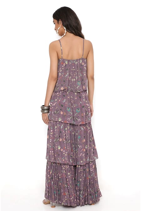 Payal Singhal Forest Print Top & Layered Sharara Set 