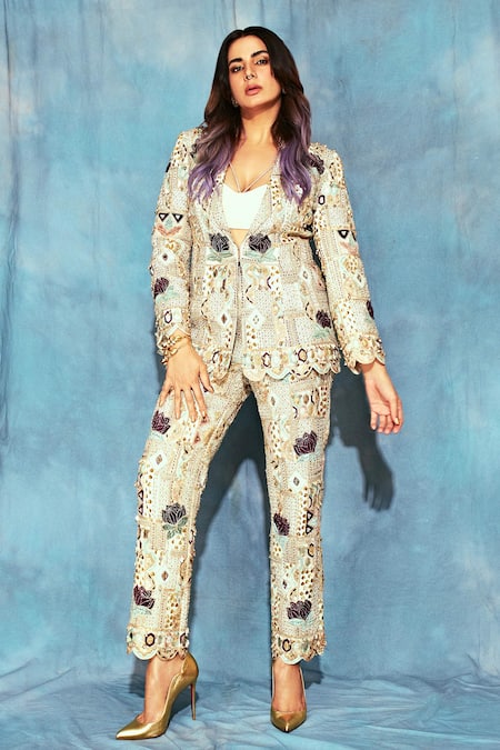 Payal Singhal Anaka Embroidered Blazer & Pant Set 