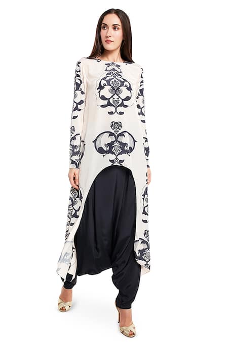 PS Pret by Payal Singhal Ottoman Print Asymmetric Tunic & Pant Set 