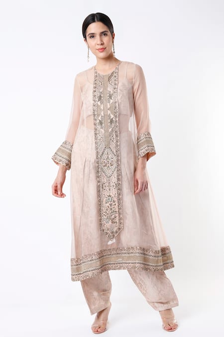 Payal Singhal Organza Sheer Embroidered Kurta Set 