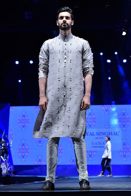 Buy PS Men By Payal Singhal Grey Dupion , Cotton Fringe Embroidered Kurta Set Online at Aza Fashions Buy_PS Men By Payal Singhal_Grey Dupion , Cotton Fringe Embroidered Kurta Set _Online_at_Aza_Fashions