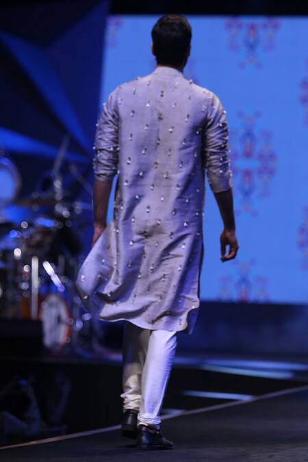 Shop PS Men By Payal Singhal Grey Dupion , Cotton Fringe Embroidered Kurta Set Online at Aza Fashions Shop_PS Men By Payal Singhal_Grey Dupion , Cotton Fringe Embroidered Kurta Set _Online_at_Aza_Fashions