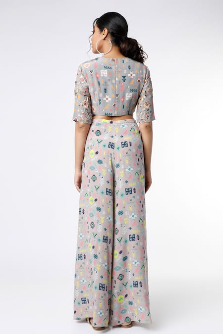 Payal Singhal Bandhani Kilim Print Choli & Palazzo Set 