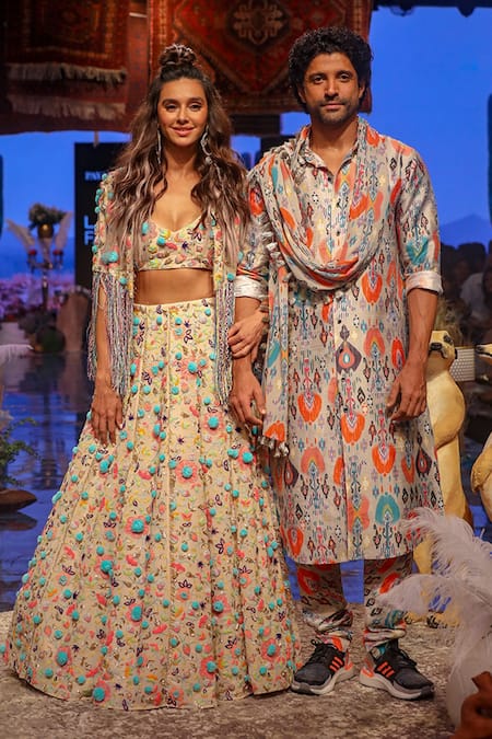 Buy_PS Men By Payal Singhal_Grey Georgette, Dupion Silk Garden Print Kurta Set _Online_at_Aza_Fashions