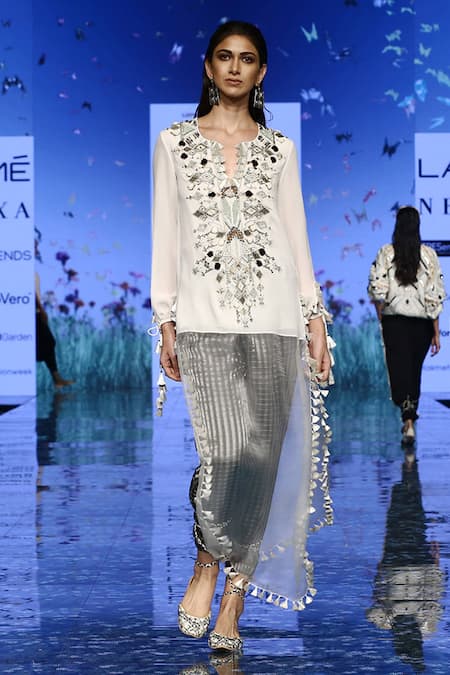 Payal Singhal Anosh Kaftan Kurta With Jogger Pant Set