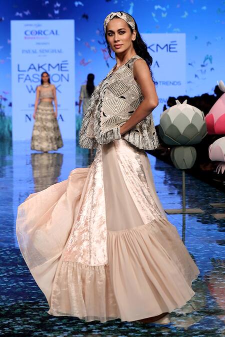 Buy_Payal Singhal_Grey Organza And Georgette Thread Ayda Jacket Lehenga Set _Online_at_Aza_Fashions