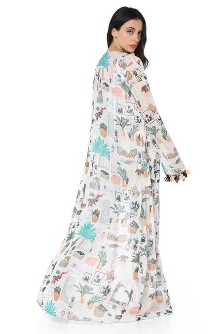 Shop PS Pret By Payal Singhal White Art Crepe Printed Morocco Motifs Scoop Neck Pant Set With Jacket at Aza Fashions Shop_PS Pret By Payal Singhal_White Art Crepe Printed Morocco Motifs Scoop Neck Pant Set With Jacket_at_Aza_Fashions