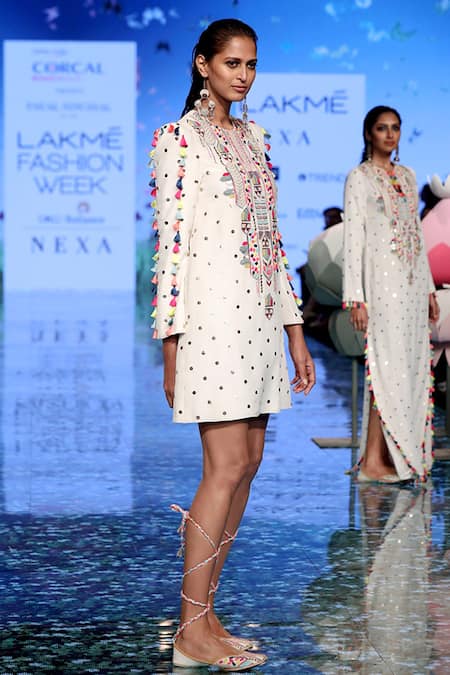 Payal Singhal White Silk Embroidery Mukaish And Thread Round Adalia Dress Online at Aza Fashions Payal Singhal_White Silk Embroidery Mukaish And Thread Round Adalia Dress _Online_at_Aza_Fashions