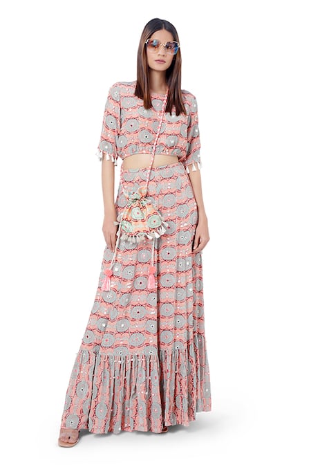 Payal Singhal Farzin Printed Crop Top & Skirt Set 