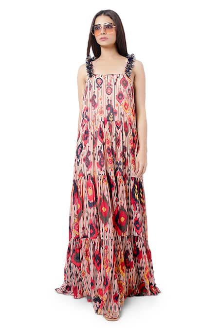 PS Pret by Payal Singhal Ikat  Tribe Print Tiered Gown 