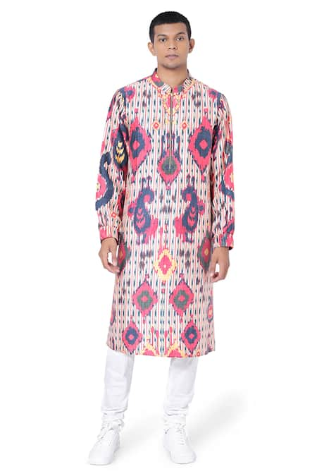 PS Men by Payal Singhal Ikat Tribe Print Kurta Set 