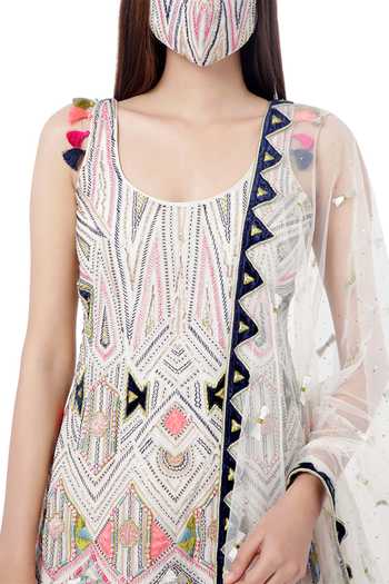 Buy_Payal Singhal_White Georgette Thread And Mukaish Round Fizza Embroidered Kurta Sharara Set _Online_at_Aza_Fashions