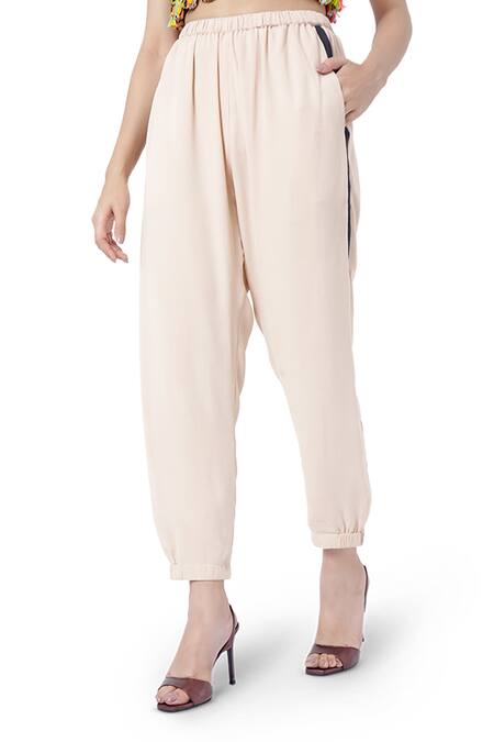 Payal Singhal_Beige Georgette Embroidery Thread Mahah Bomber Jacket With Pants _at_Aza_Fashions