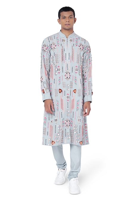 PS Men by Payal Singhal Georgette Embroidered Kurta Set 