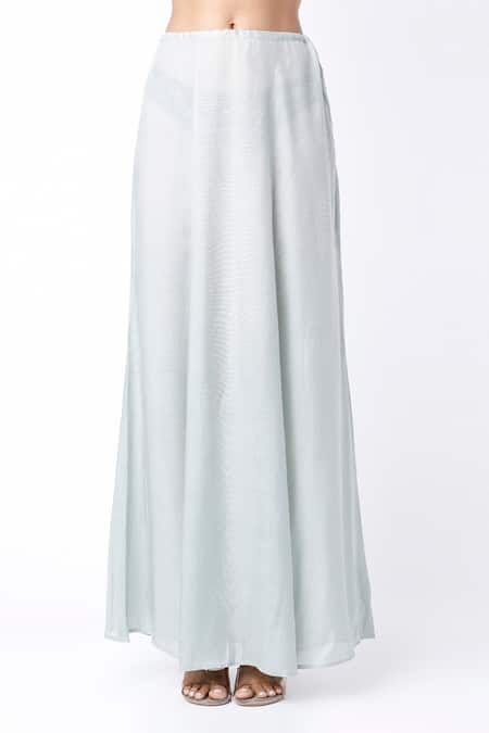 Shop Payal Singhal Blue Net Embroidered Mukaish Work U Neck Frill Saree With Choli Set Online at Aza Fashions Shop_Payal Singhal_Blue Net Embroidered Mukaish Work U Neck Frill Saree With Choli Set_Online_at_Aza_Fashions