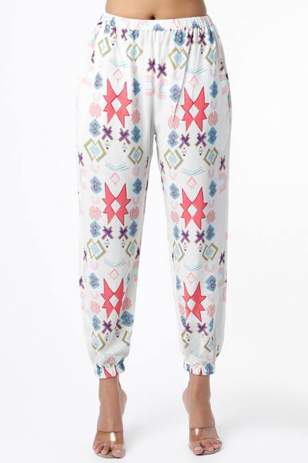 Buy PS Pret By Payal Singhal White Crepe Small Star Round Top And Jogger Pant Set Online at Aza Fashions Buy_PS Pret By Payal Singhal_White Crepe Small Star Round Top And Jogger Pant Set_Online_at_Aza_Fashions