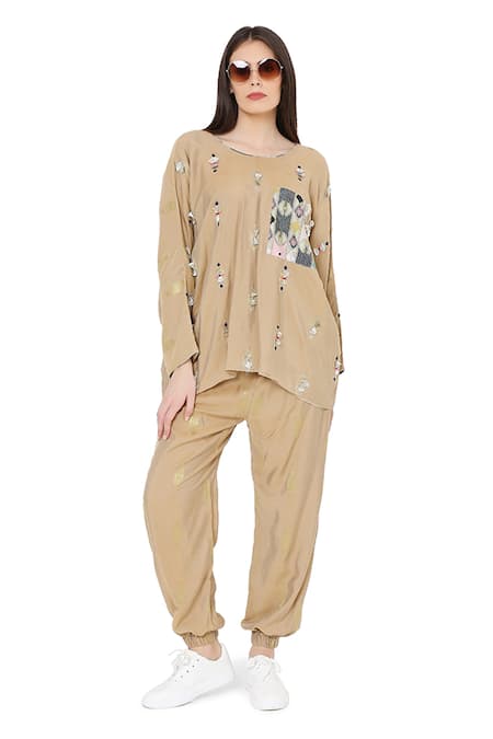 PS Pret by Payal Singhal Embroidered Oversize Top & Joggers Set 