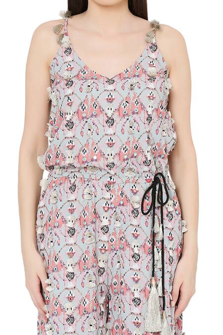 Buy_Payal Singhal_Grey Art Crepe Printed Geometric Butterfly Scoop Neck Jumpsuit_Online_at_Aza_Fashions