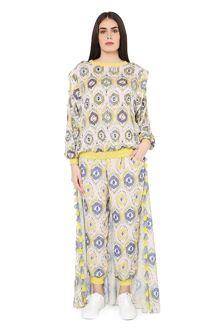 Payal Singhal Printed Top & Draped Pant Set 